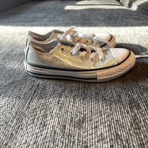 Child size 11 silver glitter converse